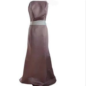 NWT Satin gown | Bridesmaid's dress | strapless | biscotti sash spaghetti Straps